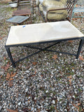 Lightweight Metal Frame Patio Coffee Table w/Faux Cement Top
