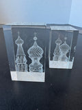 Pair of Onion Dome Buildings Laser Cut Engraved Glass Paperweights