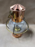 Vintage Copper And Brass Glass Kosmos Brenner Style Hanging Oil Lantern