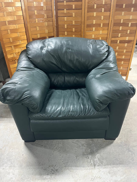Dark Green Leather Chair***HEAVY ITEM***
