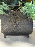 Faux Magnolia Bud & Greenery Arrangement in Textured Metal Planter