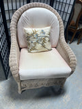 AS IS***Ayers Furniture Cream Tone Wicker Chair with Cushions***READ DESCRIPTION***