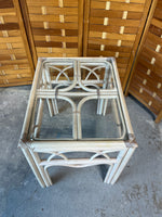Wicker & Glass Side Table ***AS IS***