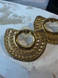 Filigree Gold Tone Vintage Fan Earrings