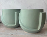 Pair of World Market Matte Sage Green Sculptural Ceramic Planters