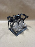Ornate Cast Metal Frame With Snail Shell Shaped Glass Ink Bottles