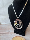 Monet Silver Tone Vintage Tournee Statement Necklace with Rectangular Block Chain