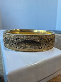 12K Gold Fill Etched Floral Cuff Bracelet