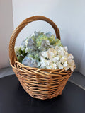 Woven Hand Basket with Faux Hydrangeas