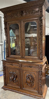 1880's German/French Huntsman's Hand Carved Oak 2 Piece China Cabinet ***HEAVY ITEM***READ DESCRIPTION CAREFULLY***