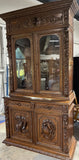 1880's German/French Huntsman's Hand Carved Oak 2 Piece China Cabinet ***HEAVY ITEM***READ DESCRIPTION CAREFULLY***