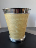 Metal & Iridescent Cream Scale-Look Waste Basket