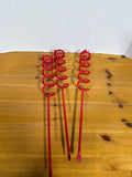 Set Of 3 Red Spiral Fishing Rod Holders
