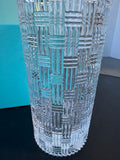 Tiffany & Co. Crystal Basket Weave Cylinder Vase with Box