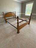 Queen Oak Bed with Rails and Slats