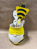 Gnome Beehive Kitchen Crock With Bee Utensils