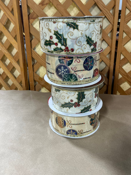 C- Christmas Ribbon Lot, 4 rolls