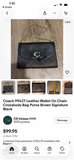 Coach Black Pebbled Leather Foldover Crossbody Bag with Gold Tone Chain Strap