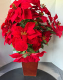 XL Faux Poinsettia Arrangement in Wooden Planter