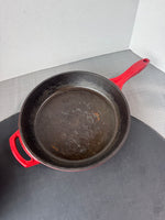(A) Unbranded Red Enamel Cast Iron 12” Skillet