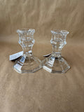 Clear Glass Candle Holders - Pair // 2 Available // PRICED INDIVIDUALLY