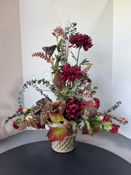 Dried & Faux Florals in Ceramic Pot