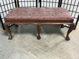 Paisley Upholstered Bench with Carved Legs