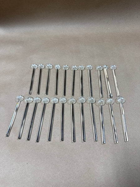 Lot Of 23 Clear Glass Seashell Stirrers