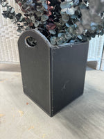 Dried Eucalyptus Arrangment in Faux Black Leather Bin