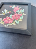 Humming Bird And Flowers Needlepoint Art - Framed And Signed