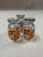 Set Of 3 Amber And Clear Glass Shot Glasses