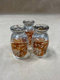 Set Of 3 Amber And Clear Glass Shot Glasses