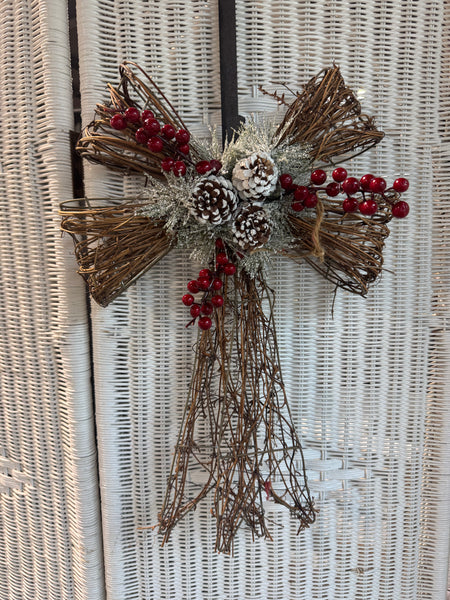 Grapevine Christmas Bow Decor