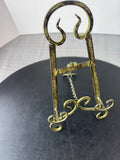 Distressed Green Wrought Iron Scroll Table Top Display Easel