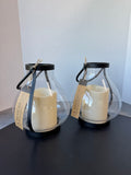 Pair of CK Designs Glass & Metal Flameless Candle Lanterns (WORKS)
