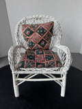 White Woven Wicker Doll Chair with Cushions