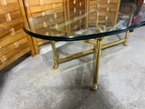 Oval Glass/Brass Ram Coffee Table