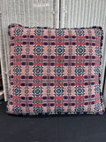 (C) Red Pennsylvania Dutch Style Throw Pillow