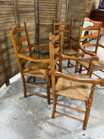 Set of (4) Ladder Back Chairs with Rush Seats