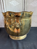 Large Brass Planter With Lion Head Handles AS IS