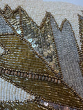 Bead Embroidered Fall Leaf Throw Pillow
