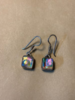 Sterling Earrings with Iridescent Dichroic Glass