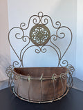 French Country Style Metal Scroll Hanging Planter