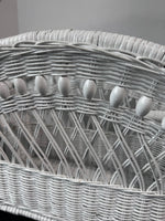 White Wicker Vintage Divided Magazine Basket