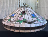 Tiffany Style Large Vintage Stained Glass Floral Hanging Lamp