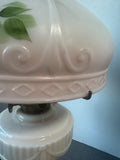Aladdin Lincoln Drape Pink Alacite Floral Converted Oil Lamp (WORKS)