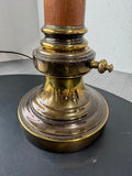Stiffel Torchiere-Style Table Lamp with Brass Accents & Fluted Wooden Column (WORKS)
