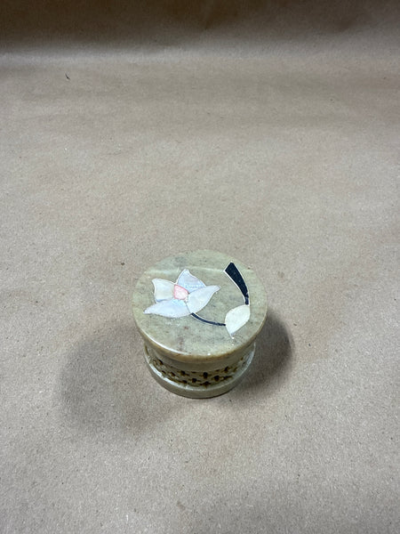 Floral Inlaid Stone Trinket Box