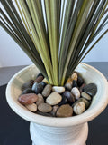 Artificial Cattail Arrangement in Crackled White Ceramic Vase