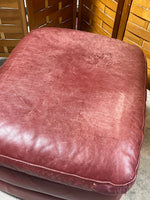 Natuzzi Leather Ottoman, deep red tone